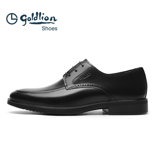 Goldlion Men's Shoes 2025 Autumn New Light Sole Business Formal Lace Up Soft Leather Soft Sole Genuine Leather Casual Men's Leather Shoes for Men Black G596410070 41