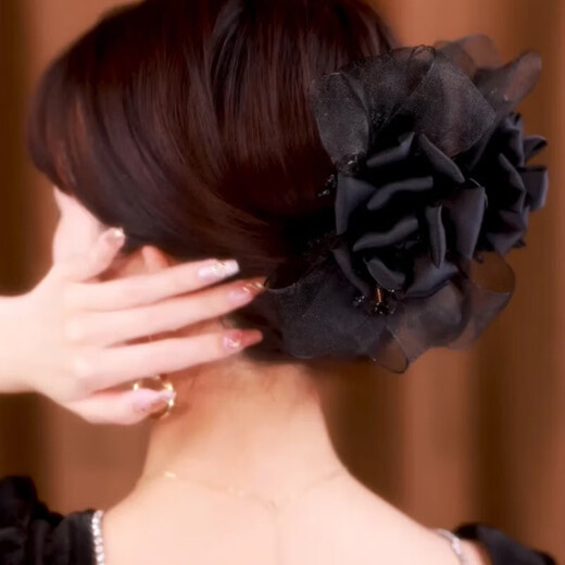 Ancient organza rose hairpin for the back of the head 2025 new high-end grabber high-end birthday gift for wife rose grabber