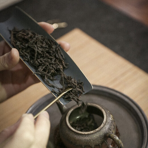 Rongjun handmade copper tea lotus tea three-piece set Kung Fu tea set accessories tea ceremony tea spoon Zen tea spoon tea shovel three-piece brass set - red