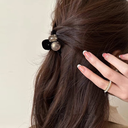 Zhuo Keke Small Clip Small Hair Clip for Women 2025 New Back of Head Hair Clip for Small Hair Volume Half-tie Short Hair Perm Hair Clip Gray Pearl Rhinestone Small Clip 1 Pack