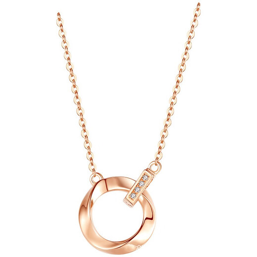 Chishe 18k gold diamond necklace Möbius ring AU750 rose gold necklace female clavicle chain birthday gift for girlfriend