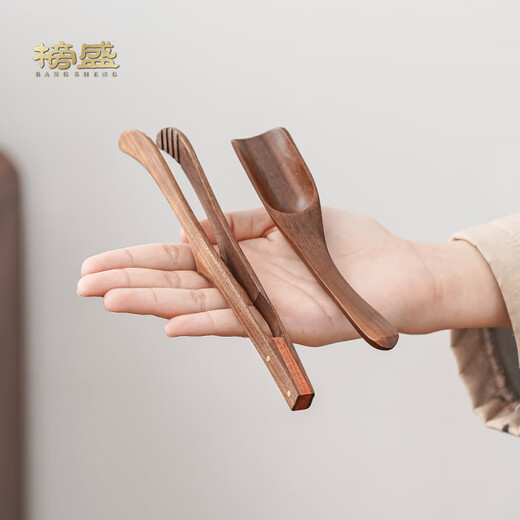 Bangsheng walnut tea spoon tea spoon single tea scoop special tool tea measuring spoon high-end tea spoon walnut tea spoon + walnut dawn tea clip