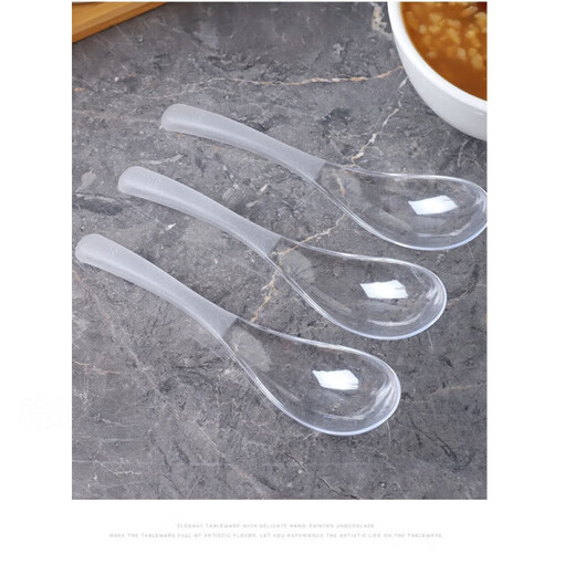 Disposable soup spoons individually wrapped plastic large take-out commercial thickened dessert porridge spoons 3g black spoon simple package 50 pieces long 12cm