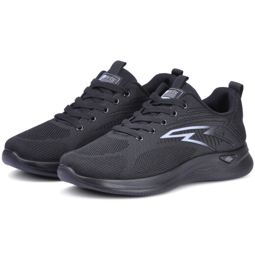 Mengxi Spring and Autumn Middle-aged and Elderly Casual Sports Shoes Men's Mesh Black Work Board Shoes Men's Shoes Summer Breathable Cloth Shoes Men's Single Shoes A15-6621 Black 43
