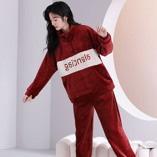 Hengyuanxiang (HYX) Winter Flannel Pajamas for Women Cartoon Cute Flannel Plus Flannel Thickened Warm and Sweet Set CY9906 M (160)