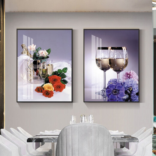 Dining room bedroom living room background wall decoration painting wall decoration hanging painting modern light luxury simple style new restaurant art 01 30*40cm 9mm fabric film diptych