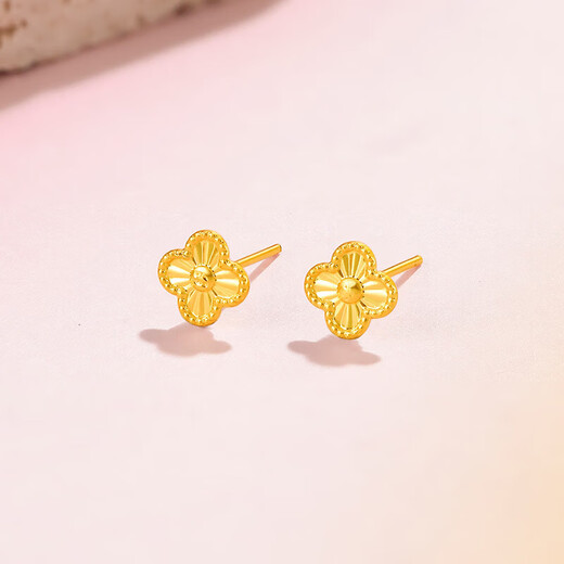 Liuguifu Jewelry K gold earrings glare four-leaf clover yellow 18k gold earrings fashion earrings EK0200083 about 0.07g