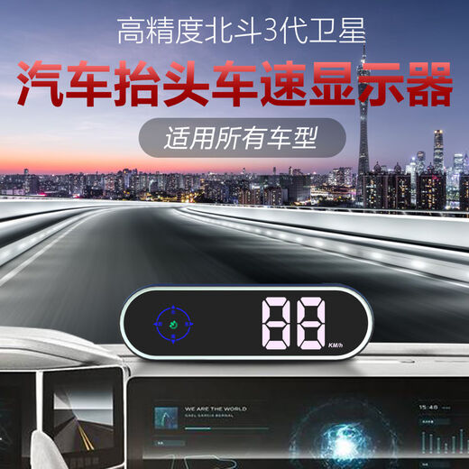 New HUD head-up display, colorful electronic dog safety warning device, time, speed, Beidou GPS, standard model, monochrome