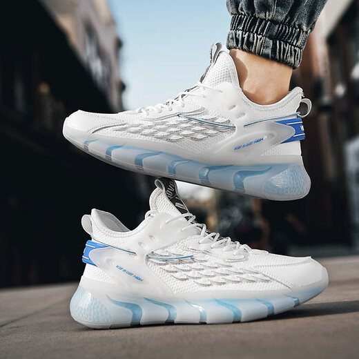 Patal Vieton Herrenschuhe Pop-Corn-Schock-absorbierende Laufschuhe Sommerschuhe Mesh atmungsaktiven Schuhen Herbst und Wintergrößen-Absorbing-Schuhe Herrenschuhe weiße und blau-Running Style 898 42