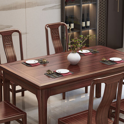 Nanzhuo Wujin Wood Solid Wood Dining Table New Chinese Rectangular Household Small Apartment Western Dining Table and Chair Combination W01#