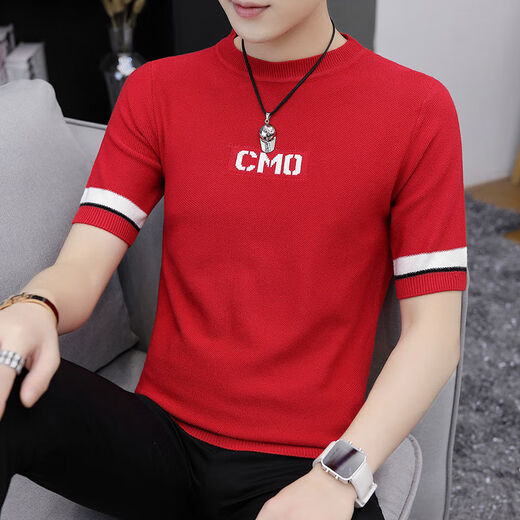 Suéter de manga corta Wanpai Mo para hombres en otoño e invernal estilo coreano estilo coreano Fit de moda y guapo base de personalidad Sweater Sweater Stripes-9901 Negro L 105-120Jin [Jin equivale a 0.5 kg]