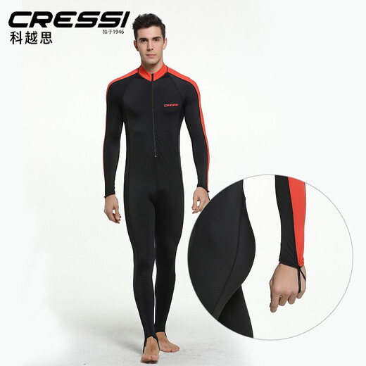 CRESSI Italian jellyfish snorkeling suit, one-piece diving suit, snorkeling suit, long-sleeved sun protection swimsuit for men and women, black blue M