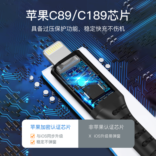 Miliang (MFPower) MFi certified Apple data cable fast charging charging cable suitable for iPhone14/13/12/11/SE/iPad mobile phone USB to Lightning power supply data transmission cable MFi certified 2.4A no pop-up window 1.2 meters black braid