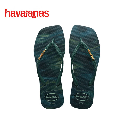 havaianas哈唯纳SquareTrendy方头人字拖夏印花纹理度假拖鞋外穿 5266-绿色 39 39-40巴西码