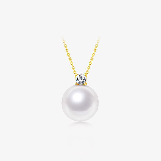 Qiongruige Edison Pearl Pendant 18K Gold Moissanite Necklace Necklace Near Perfect Round Freshwater Pearl Clavicle Chain 18K Yellow/Moissanite Edison Pendant S925 Silver Chain 10-11mm