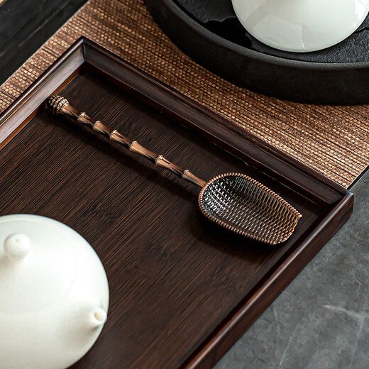 Porcelain tea set (cipaiming teaset) Porcelain tea spoon household tea spoon tea spoon Kung Fu tea set tea ceremony accessories copper color <Totem> alloy tea spoon