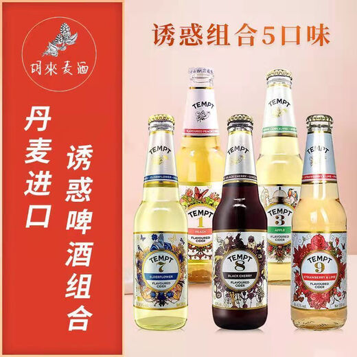 诱惑（TEMPT）国产诱惑7号tempt七号接骨木13789号女生果酒果啤精酿啤酒4-5瓶 诱惑7号5瓶+开瓶器【国产】