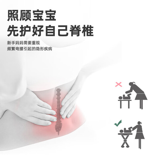 Beiyixiong Beeio Diaper Table Baby Care Table Multi-function Operating Table Newborn Touching Table Baby Bath Dish Change Table Light Gray [Three-speed Adjustment + Universal Wheel + Storage Bag]
