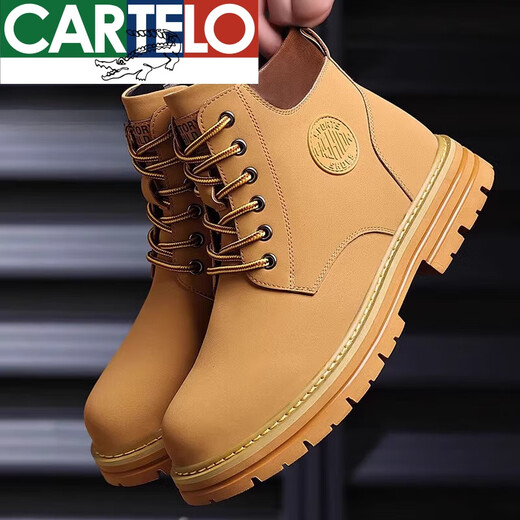Cartelo Martin Boots Menores de trabajo para hombres Botas de algodón Men's Casual High-top calientes de moda de otoño e invierno Big Big Yellow Zapatos F6216 Cotos de algodón Negro 41