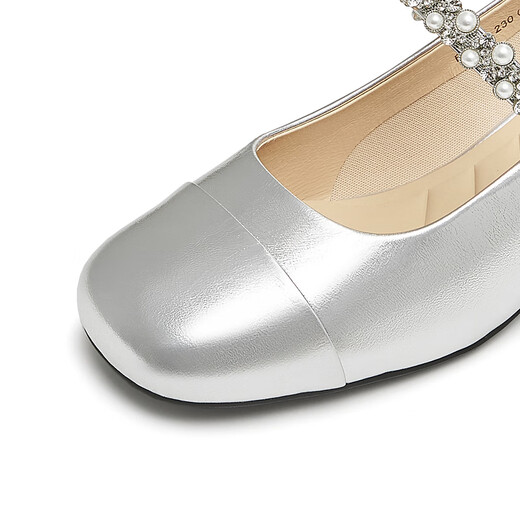 Tianmeiyi Chaussures Chaussures pour femmes Mall Talon épais Français rétro Single chaussures Mary Zhen Shoes Spring and Automn Style BJ761CQ4 Silver 36
