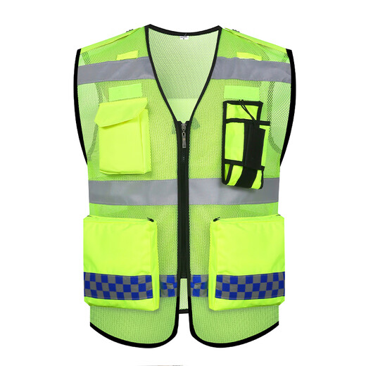 Customized reflective vest vest motorcycle riding clothing mesh breathable multi-functional multi-pocket road construction safety clothing customized mesh breathable fluorescent yellow M