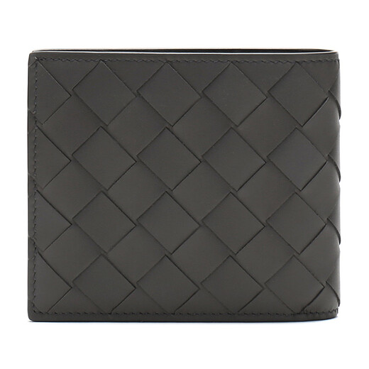 BOTTEGA VENETA 葆蝶家 BV 男士石墨色皮革编织短款钱包钱夹 605721 VCPQ4 1445
