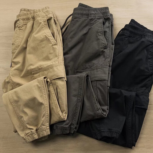 Byphytee Hosen Herrenkoreanische Baumwolle Arbeit tragen Arbeitschutzhosen Herren Frühlings- und Herbstmodete Casual Hosen Lose Bindungshosen 666 Khaki XL