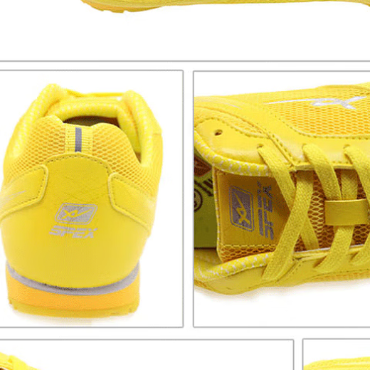 Xin Yi 108 5-meter three-way shoes folding back running shoes men's and women's training shoes competition running shoes light track and field shoes yellow 42