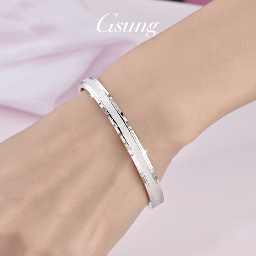 GsunG platinum PT950 bracelet for women, couple style, cat eye craft bracelet, colorful brushed surface platinum bracelet spring buckle, calculated based on the gold price of the day