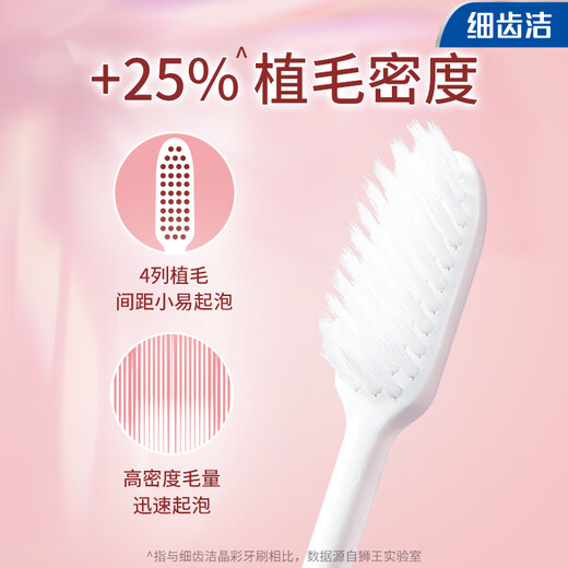 狮王（Lion）细齿洁靓龈牙刷软毛细毛护理包胶刷柄握感舒适家庭4支装京东自营