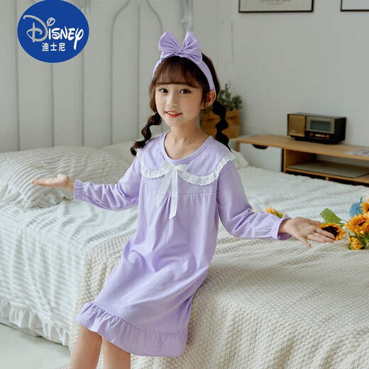 Disney Camisón Niña Algodón Puro Princesa Niña Madre e Hija Vestido Infantil Mediano y Grande Vestido Pijama Infantil Otoño e Invierno Vestido Mujer Manga Larga Morado Talla 12 Altura Recomendada 108-118cm