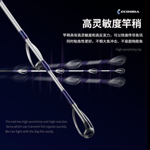 ECOODA (ECODA) Canglong Second Generation Shipwrecking Bottom Fishing Light and Hard Offshore Boat Fishing Rod FUJI Responsive High-Strength Fishing Rod 2.10m No. 60 (Load 40-100#) Straight-Handed Rod