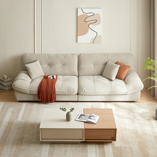 
Quanyou Home Cream Style Fabric Sofa Living Room Small Apartment Direct Cat Claw Cloth Yunduo Sofa Bedroom National Subsidy