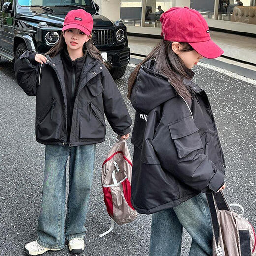 布丁鱼女童外套儿童冲锋衣秋冬装中大童韩版休闲上衣三合一时髦女孩上衣 983款冲锋衣加厚外套+内胆 130