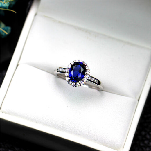DL 1998 Fat Donglai quality tanzanite sapphire blue ring for women, silver and blue colored gems, Japanese and Korean birthday gifts, trendy jewelry, silver live mouth (main stone 6X8mm) A8