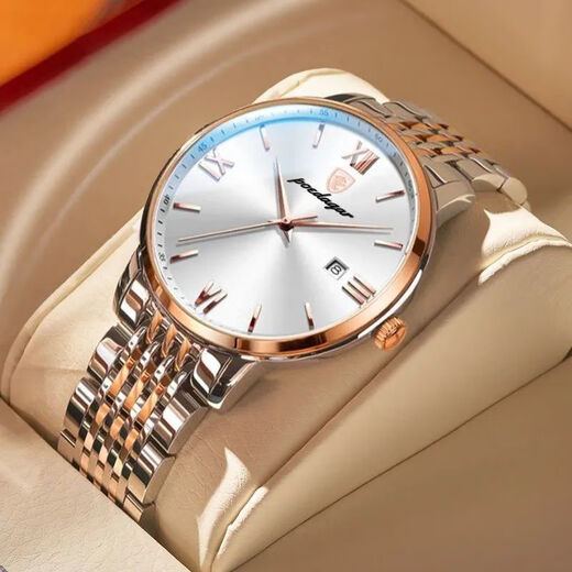 Casollen Yageer Watch Swiss Water Calendar Luminoso Business Business Men a Mass's Fashionable Generoso Simple Pareja Mira Automático 826 Silver Shell White Surface Versión fuerte