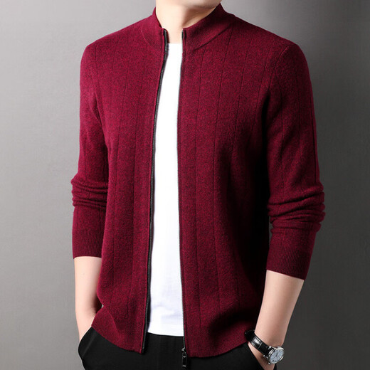 Hengyuanxiang reiner Wollpullover Männer-Stand-Alone-Kragen Jacke Frühling und Herbst Pure Wolle Hochfarbigem, vielseitigen, vielseitigen Männer-Strick-Strickjacken schwarz l 175/50/110