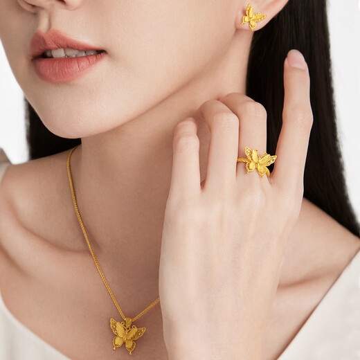 Chow Tai Fook Golden Silk Butterfly Butterfly Golden Orees (Frais de travail de 360) environ 2,45 g EOF1371 QIXI Festival