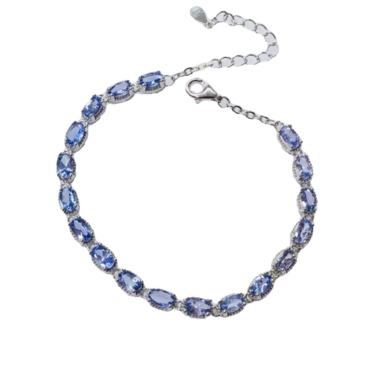 Qianluofu Tanzanite Bracelet New Natural Inlaid S925 Silver Women's Hand Jewelry Wholesale Live Accessories Douyin Fashion Goods Main Stone 5*3MM