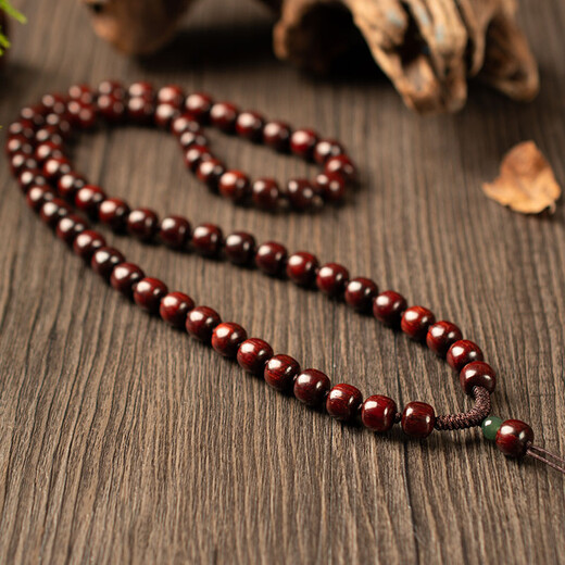 Mengyi small leaf rosewood pendant lanyard Passepartout bead chain jade pendant jade necklace rope rosewood necklace bead diameter about 8mm circumference about 70cm