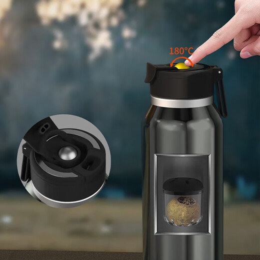 Nuobaifen Magnetic Bomb Tea Wasserabteilung Teetasse hochwertige große Kapazität Wärme Tasse im Freien Gesundheit Teetasse T3523 Zitronengelb 750 ml