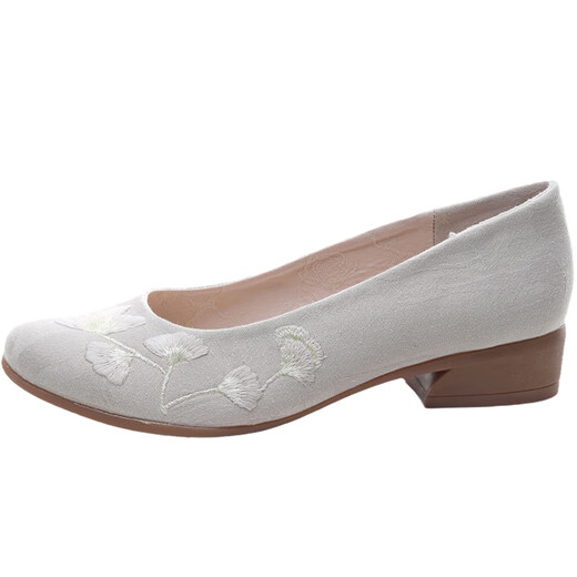 Juan's Silk Spring Style ethnique Chaussures brodées pour les vêtements de thé chinois à talons bas pour femmes