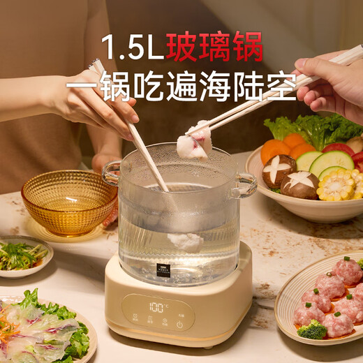 World KitchenAmerican Corning Health Pot Full Glass Constant Temperature Pot Home Multifunctional Office Tea Maker Kettle Scented Tea 1.2L Flagship Model Tea Strainer + Stew Cup + Stew Pot