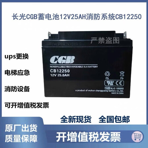 CGB长光蓄电池CB12250 12V25AH机房主机 消防医疗应急UPS电源