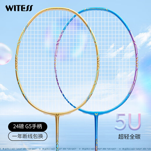 WITESS羽毛球拍全碳素超轻5U级比赛单拍697套装 YA695/蓝紫 YA695/蓝紫-单支