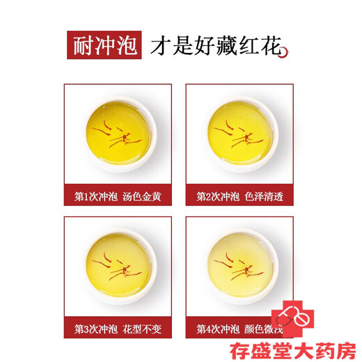 [Direct delivery in the pharmacy] Beijing Tongren Hall is used in the court, equipped with special Tibetan saffron men and women health tea, Tibetan saffron saffron filament saffron tea, Tibetan saffron saffron 1g*3 bottles, default 1