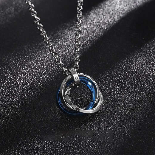 Qi Xiaomi lettering necklace men's trendy boy pendant simple personalized clavicle chain trendy brand versatile pendant sweatshirt chain men blue