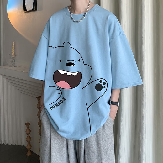 Camiseta de manga corta de algodón puro yanyi 230G para hombres en un verano a media manga americana americana rosa de manga media de mangas [recomendado 100-120Jin [Jin iguala 0.5 kg]]]]