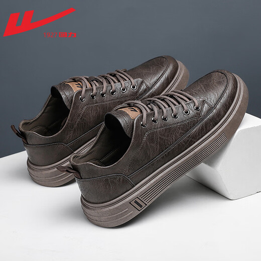 Pull back men's sneakers 2025 autumn and winter new men's leather lightweight fashionable versatile casual shoes brown 40
