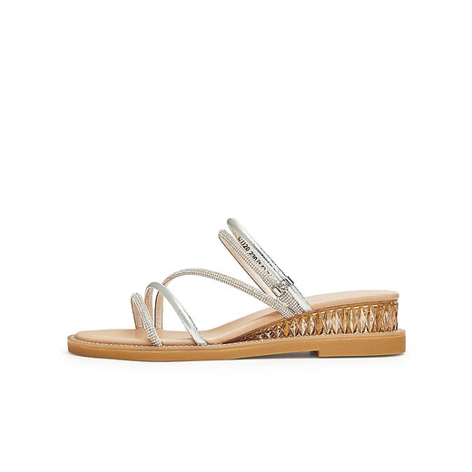 Tianmeiyi Slippers pour les femmes avec des bandes de forage flash de coin pour les sandales extérieures à la mode pour femmes